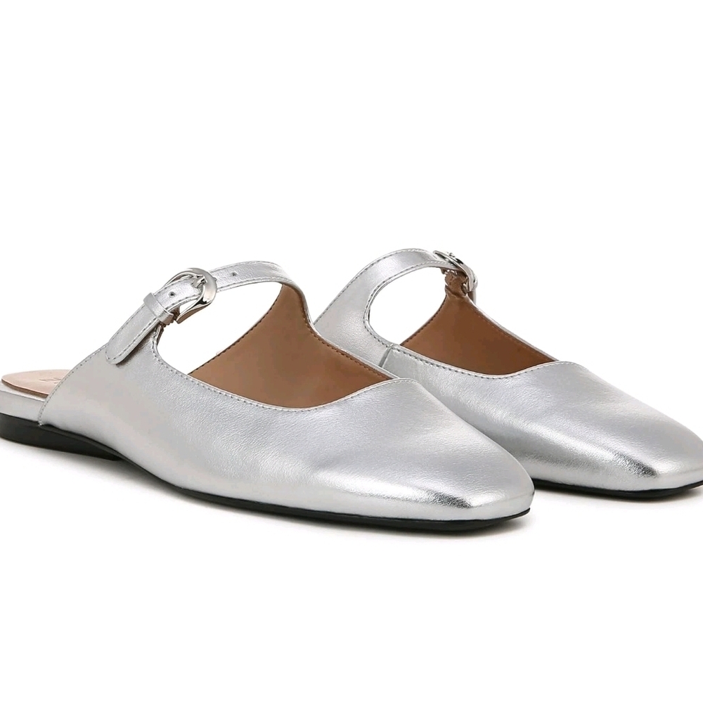 Naturalizer Apple Slip On Mary Jane In Silver Metallic Women's Size 8.5W‎ NEW